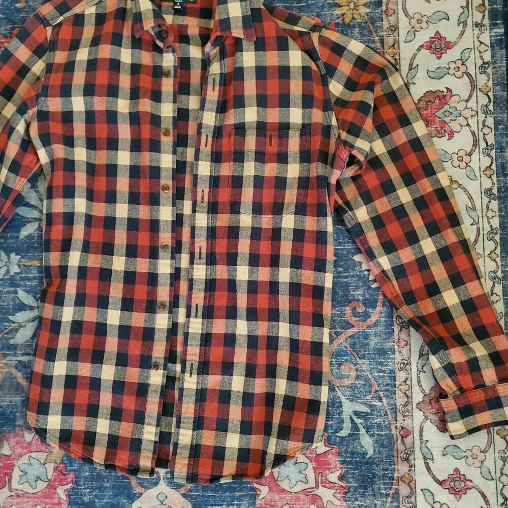 J Crew Mercantile Checkered Flannel W/ Elbow Patches - Picture 3 of 10